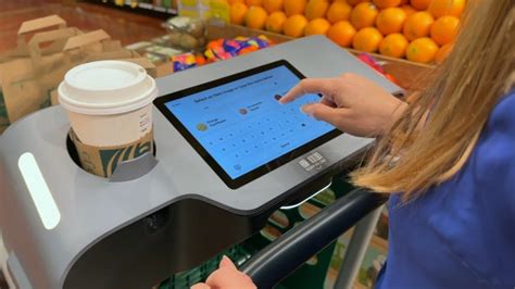 smart shopping card|These smart shopping carts will let you skip the grocery store line .